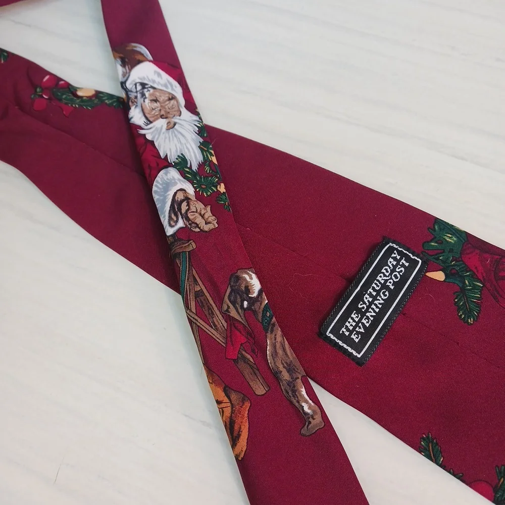 Saturday Evening Post Christmas Tie Santa and Dog